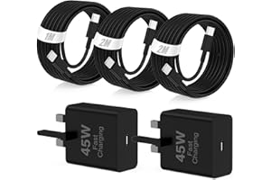 SUSNWERE 45W Samsung Super Fast Charger USB C,2 Pack Samsung USB C Plug UK with 2M+2M+1M Type C Cable Fast Charging for Samsung Galaxy S25 Ultra S24/S23/S22/S21/S20/A55/A54/A15/A14,Android,for iPhone 17