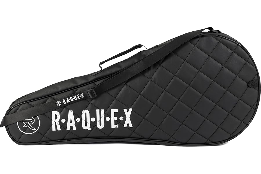 Raquex Elite Tennis 2 Racket Cover - Bag with Carry Handle & Shoulder Strap - Quilted Faux Leather Padded Racquet Case in Black – Luxury Sports Gift for Women & Men