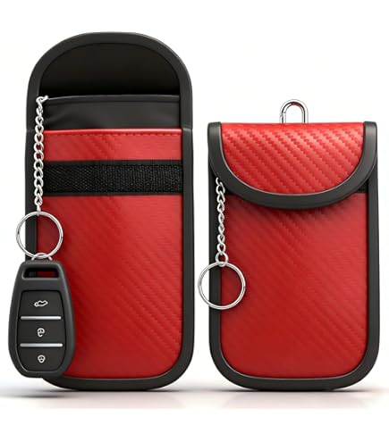 Genuine Leather Car Key Chain Zipper Key Case,Faraday Bag For Car