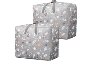 Cozlly 2 Pièces 105L Grande Sac de Rangement, Sac Demenagement, Sacs pour Vêtements avec Poignée Renforcée et Fermeture Éclair, Sacs de Déménagement pour Couette Vêtements Couvertures Oreillers