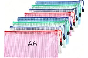 OJUSSA A6 Plastic Wallets File Folder 8Pcs Zip Lock Bags Small Document Wallets File Zipper Bags for Office School Stationery Receipt Bills