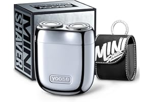 yoose Mini Rasoir Electrique Hommes,Portable & Léger en Alliage Rasoir Homme,Recharge Rapide USB-C Rasoir Electrique,Lame Magnétique,Étanche IPX7/Usage Sec/Humide - Voyage/Voiture/Sport (Argenté)