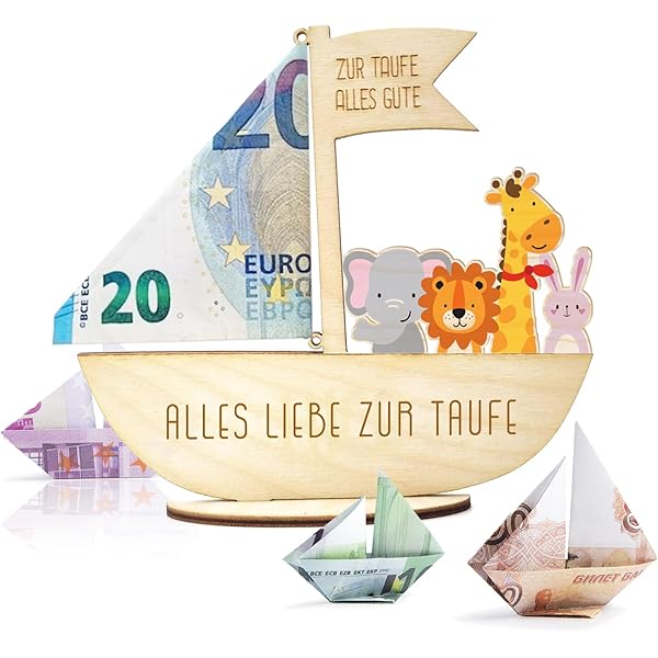 Taufgeschenk Holzboot Mit Geldspende - Personalisierbares Geschenk Für Mädchen & Jungen
