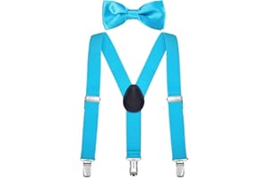 DonDon Ensemble Bretelles et noeud papillon garçon élastique et longueur ajustable pour enfants de 1 à 8 ans