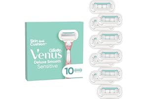 Gillette Venus Deluxe Smooth Sensitive Wkłady wymienne do maszynki do golenia dla kobiet, pakiet 10 wkładów, 5 ostrzy, które zapewniają gładkie golenie na dłużej