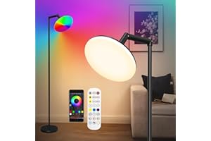 Hzitcigm Lampadaire Sur Pied, LED Lampe de Salon Dimmable Lampadaire Moderne Lampe sur Pied avec Télécommande Lampadaire Haut pour Salon Chambre, Angle Réglable Pliable en Deux Parties à 90 Degrés