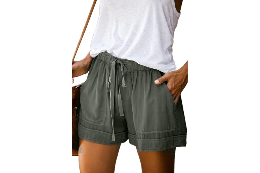 CHICZONE Womens Shorts Comfy Drawstring Elastic Waist Summer Shorts with Pockets Casual Pants