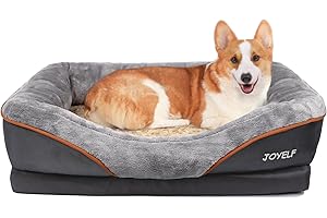 JOYELF lit pour Chien orthopédique lit Moyen pour Animaux de Compagnie en Mousse à mémoire de Forme avec Housse Lavable Amovible et Jouet grinçant comme Cadeau