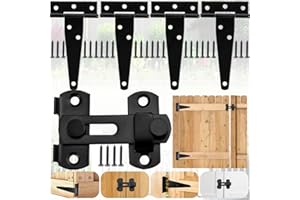 SoundZero 4 Pezzi Cerniere a T per Cancello e Porta Esterna, Resistenti con Vite di Montaggio, Carichi Pesanti in Metallo Nero