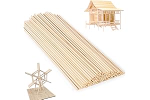 duoyif Palo Madera Redondo Natural, Varillas De Madera Para Bricolaje, Palo De Madera Sin Acabado, Palos De Madera Para Modelismo, Arte, Manualidades, Escultura y Artesanía, 30 cm, Diámetro 4mm, 60Pcs