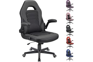 WangPangzi Gaming Chair Office desk chair,Adjustable Computer Chair PC Chairs Ergonomic High Back Office Racing Chair with Armrest,Swivel Leather Desk Chairs(Grey)