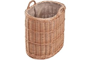 e-wicker24 Alles aus Weide Panier de rangement en osier -ovale, panier de transport, corbeille en osier,haut panier, malle en osier (Avec doublure, Naturel)