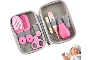 JasCherry 8 PCS Baby Healthcare Kit -Baby Grooming Kit Newborn Baby Care Accessories, Essential Baby Care Items for Travelling & Home Use -Ideal for Newborn, Infant, Toddler Girls & Boys (Red)