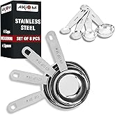 AXIOM Measuring Set of 8 pcs Stainless_Steel Professional Quality for Baking, Cooking, 4 Stackable Measuring Cups and 4 Stack