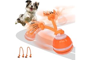 Kenmohuo Interactive Moving Dog Toy, Vibrating 3 Adjustable Speed Modes Pets Active Rolling Ball for Boredom, Rechargeable Giggle Ball for Small Dogs Cats with Two Chew Ropes