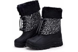EUXTERPA Kinder Thermo Gummistiefel Mädchen Wasserdichte Schuhe Jungen Schneestiefel Warm Gefütterte Stiefel