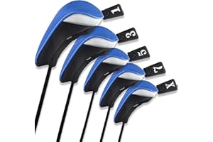 Andux Mazze Coprimazze da Golf 460cc Driver Fairway Copritesta 5 Pezzi/Set Collo Corto Verde