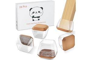 Meldel Protector Patas Sillas 24 Piezas Mediano - Transparente Silicona Protector Sillas Patas con Almohadillas de Fieltro,Eliminan el Ruido y los Arañazos (Cuadrada, 22mm-32mm)