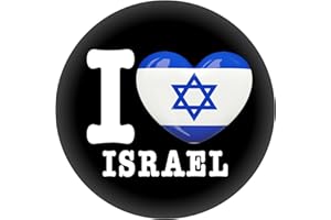 BENOBLER FanShirts4u Button/Badge/Pin - I Love ISRAEL Fahne Flagge hebräisch