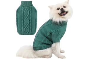 ALAGIRLS Warm Dog Sweater Winter Cat Clothes, Turtleneck Dog Clothes for Large Dogs Boy Girl, Pullover Christmas Holiday Pet Sweater, Peacock Green XXL