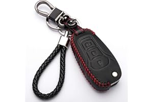 KASER Funda de Cuero para Llave Coche Ford Mondeo Ka Fiesta Focus Galaxy Mustang Kuga 3 Botones Carcasa Piel Cover de Mando y Control de Auto