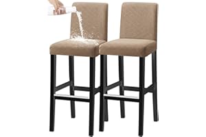 KELUINA Bar Stuhl Hocker Abdeckungen, Stretch Abnehmbare Waschbare Stuhl Slipcover für Kurze Dreh Dinning Stuhl Rücken Stuhl Bar Hocker Stuhl (Sand,2er-Set)