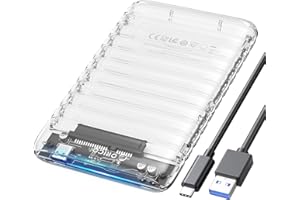 Obudowa dysku twardego 2 5 cali USB C, ORICO 6 Gbps przezroczysta obudowa zewnętrzna do 2,5 cala 7-9,5 mm SATA I II III HDD/SSD, obsługuje 6 TB, UASP, bez użycia narzędzi, przenośna obudowa SSD z
