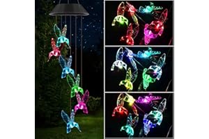 AMBITELLIGENCE Solar lights,outdoor waterproof wind chimes,romantic solar powered hummingbird wind chimes,home,yard,balcony,outdoor,garden decor,gifts for mom/sister/grandmother/women,Christmas,birthday gifts