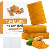 3 Pieces Natural Curcuma Soap, Kojic Acid Soap with Vitamin C, Dark Spot Removal, Moisturizing Bath Soap for Face and Body, T