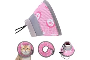 KINWODON Adjustable Cat Cone Collar Soft, Pink Cat Recovery Collar Lightweight Soft Collar Cat Cone After Surgery and Injuries for Cats Small Dogs Kittens Puppies Pet(S, Pink)