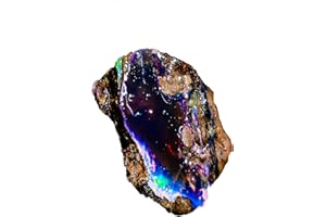 JAGUAR GEMS Black Opal Rough AAA Quality – Natural Ethiopian Welo Opal Gemstone Rough with Vibrant Multi-Fire