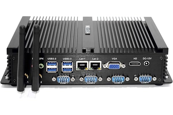HISTTON Puissant Mini Ordinateur, Industriel PC sans Ventilateur, Core i5-3317U, 2xLAN, 4xUSB 3.0, 4xCOM RS232, HD, Boîtier Métallique, Mini PC Windows 10 Pro (8GB RAM+256GB SSD)
