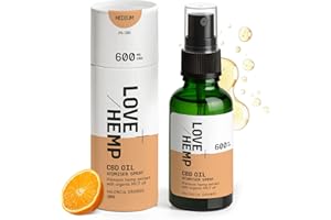 Love Hemp Orange Flavour Oral Atomiser Spray 30ml, 600mg Made in UK with MCT Coconut Oil - Medium Strength CBD Spray, Vegan & Gluten-Free, THC Free, Natural Daily Wellness Support