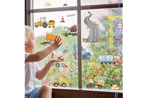 WandSticker4U®- Adesivi finestre MACCHININE bambini (65x62 cm) I Adesivi per vetri decorativi bambini auto veicoli trasporto I Decorazioni vetrofanie per finestre bambino primavera riutilizzabile