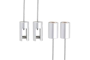 TOPNIKE Estante de exhibición colgante maleable, colgadores de fotos, montaje en techo, para pósteres, fotos, imágenes grandes, exposición de letreros, paquete de 2 (aluminio plateado)