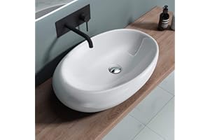 doporro Lavabo sobre encimera blanco de cerámica diseño Brüssel488A, 70 cm de Ancho