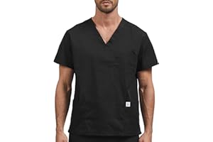 JONATHAN UNIFORM Blouse Médicale Homme Coton 3 Poches Tenue Médecin Manches Courtes, V Col Blouse Dentiste Homme Vêtements Médicals