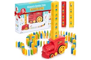 Atlasonix Domino Zug Spielzeug Set für Kinder, Elektrischer Zug Domino für Kinder, Domino Spielzeug für 3 4 5 Jahre Jungen Mädchen (220 Blöcken)
