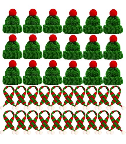 Lot De 40 Mini Bonnets Tressés - Chapeaux De Noël Miniatures Pour Décoration, Poupées Et Bouteilles