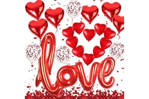 MQIAN Globos San Valentin, Decoracion San Valentin, Kit Romántico, Globo Love XXL, Globos Corazon, Globos De San Valentín Para San Valentín Boda Cumpleaños Aniversario Compromiso Decoración