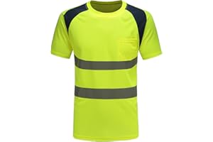 AYKRM t Shirt Tecnica Maglietta da Lavoro Alta visibilità Giallo Arancione Fluo