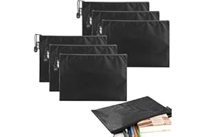 Demarsen 6 Pcs Pochette de Dépôt,Pochette Bancaire Billet,Portefeuille avec Fermeture éclair,Pochette Étanche Pour Documents,Pochette Billet de 24 * 18cm sac de banque A5 pour Argent,Cosmétique