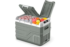 Alpicool 31L Frigoriferi Portatile Elettrico, Frigorifero per Auto 12V /24V DC 100~240 Volt AC Doppia zona Frigo Camper, Mini Frigo da Campeggio per Camion,Barca,Viaggio,Picnic -20℃~20 ℃