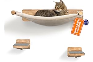 WOOWOOD® Mur d'escalade pour chats avec 2 escaliers muraux en bois massif - Hamac pour chat - Arbre à chat - Meubles pour chats