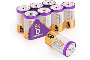 Size/Type D Batteries Pack of 8 LR20 batteries 1.5V by GP Batteries Type D Cell Size Extra Alkaline Batteries ideal for: Toys/Radio’s/Garden equipment