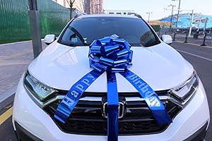 Chexin Grand nœud Bleu pour Voiture, Cadeau d'anniversaire, vélo, Grand nœud Cadeau – XXL 45 cm, Grand nœud Cadeau pour Mariages, Nouvelles Maisons, fêtes et Rubans de 600 cm de Long