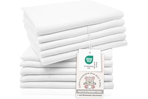 ZOLLNER Set de 10 Linge de crachat en Mousseline, Langes bébé, Coton, 80x80cm, Blanc