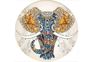 DCIDBEI Forme Ronde Kits de Peinture Diamant 5D Point de Croix Kit Éléphant Diamond Painting Strass Broderie Art diamant Artisanat kit Loisir Créatif Adulte Cadeaux Créatifs Décoration Murale 40 x 40 cm