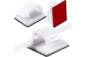 MAITYS 60 Pezzi Clip per Cavi da Esterno con Nastri Adesivi Clip di Luce Decorazione Clip Ganci Autoadesivi Fermacavi per Luce Fata (L, Bianco)