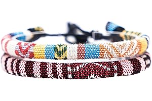 Made by Nami Cavigliera Surfer Uomo e Donna - Cavigliera Sottile Boho Hippie Etnico - Accessori Fatti a Mano per Festa in Spiaggia - Impermeabile e Regolabile (turchese & multi profondo) (Set di 2)